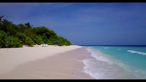 Aerial view abstract of perfect shore beach voyage by aqua blue ocean with white sand background of
