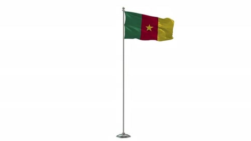 3D Animated Waving Cameroon National Flag on White Background