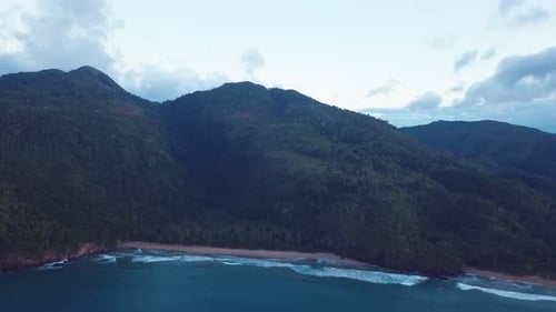 Sunset Beach With Mountains And Waves 2 4k 24fps