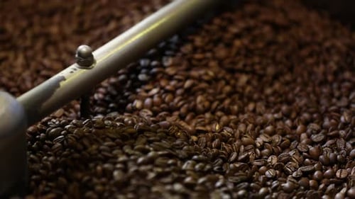 Coffee Beans Being Roasted in a Machine