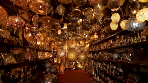 Lights on and off in a store in Marrakech