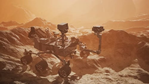 3D Mars Rover Explores Red Planet Landscape
