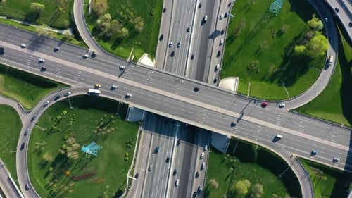 Freeway Intersection Traffic Trails in Moscow