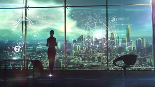 Futuristic Business Holographic Data Interface