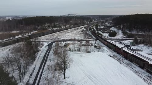 Train Tracks Winter Time Aero