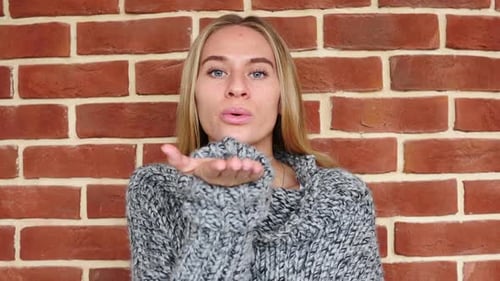 Flying Kiss By Woman Love in Loft Office