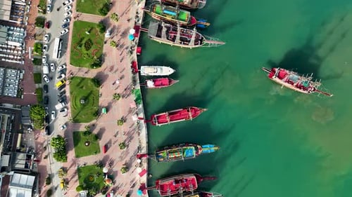 Pirate Harbor aerial view Turkey Alanya 4 K
