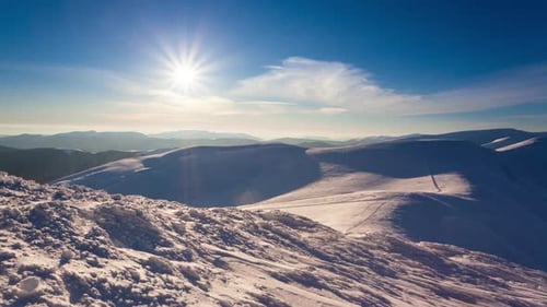 Beautiful Winter Landscape with Snow Covered Trees, Winter Mountains