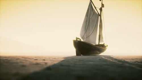 Bateau de pêche ou de pêcheur abandonné dans le désert