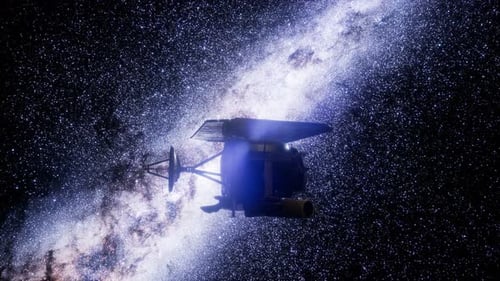 Futuristic Space Probe Flying Through Milky Way Galaxy