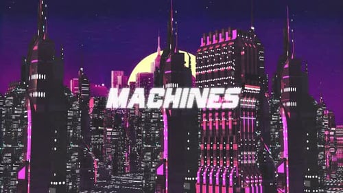 Retro Cyber City Background Machines