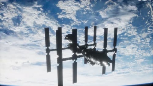 International Space Station in Outer Space Over the Planet Earth