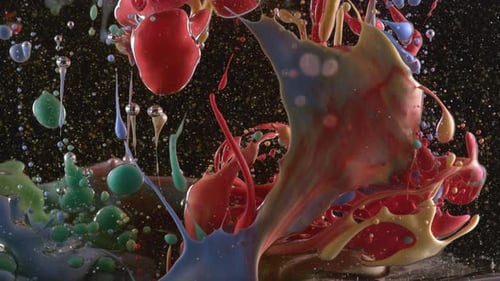 Slow motion shot of ink pouring into oil, shot with Phantom Flex 4K camera.