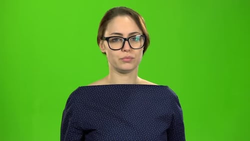 Director Woman Shows a Stop To Her Subordinates. Green Screen