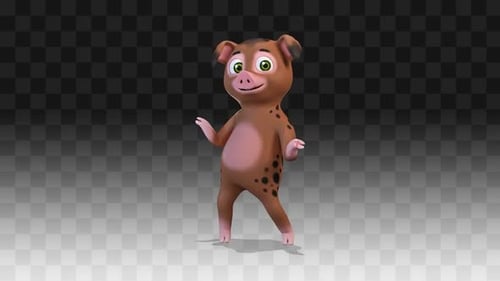 Cute Cartoon Pig Dancing Loop Animation