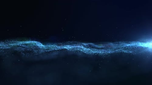 Fluid Particle Wave Reveal with Futuristic Glow