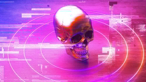 Neon Glitch Skulls Loop for Cyberpunk Backgrounds