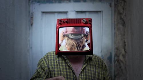 Man with Television Set for Head and Retro Vibe