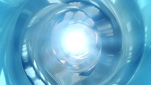 Abstract Blue Light Tunnel Rotation Loop
