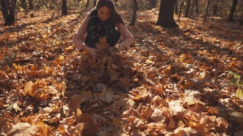 Beautiful Girl Enjoying Day in Forest.