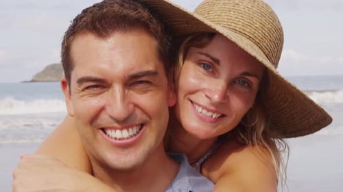 Portriat of couple at beach, Costa Rica. Shot on RED EPIC for high quality 4K, UHD, Ultra HD resolut