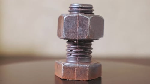 Close Up of Rusty Metal Nut and Bolt