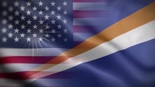 Waving United States and Marshall Islands Flags Background Loop