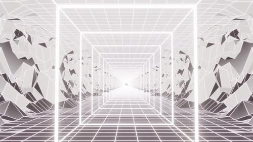 Neon White And Silver Mountains Vj Loop Background HD