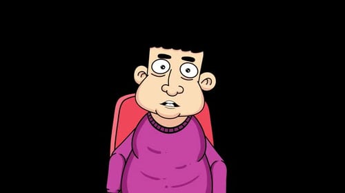 Animated Cartoon Character Expressing Surprise and Calm