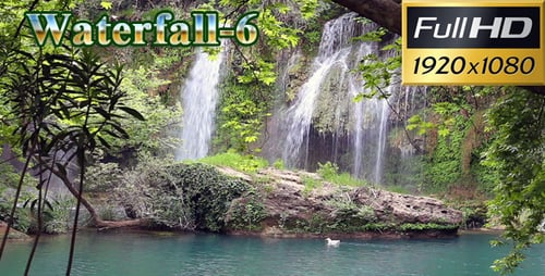Picturesque Waterfall and Pond in Lush Green Setting