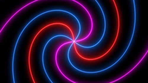 Abstract Neon Glowing Swirling Lines Background Loop