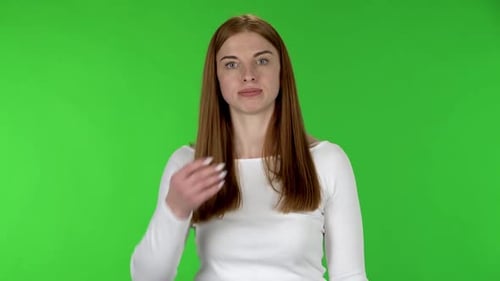 Frustrated Woman Expressing Negative Emotions on Green Screen