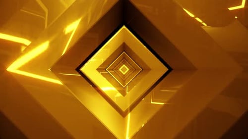 Golden Geometric Rhombus Tunnel Fly-Through Loop Animation