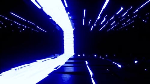 Futuristic Abstract Tunnel with Glowing Blue Lights Loop