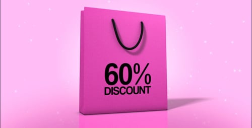 Animated 3D Shopping Bag Discount Percentages Collection