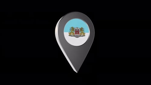 3d Animation Map Navigation Pointer With Flag Of Riga (Latvia) With Alpha Channel - 4K