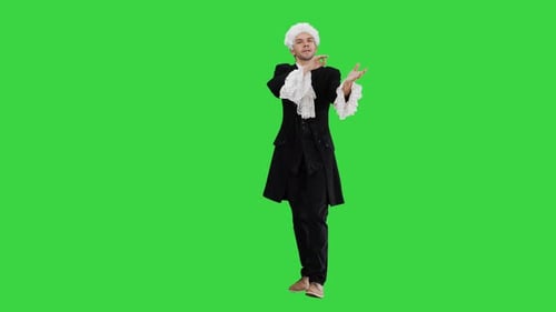 18th Cent-Musikdirektor dirigiert mit Inspiration auf einem Greenscreen, Chroma Key