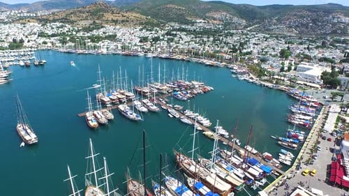 Bodrum's Marina in the Tourist Region of Turkey in the Aegean Sea