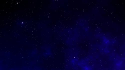 Abstract Space Background with Blue Nebula and Falling Particles
