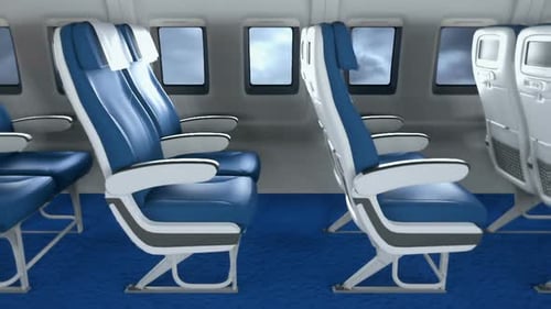 Modern Airplane Cabin Interior Flight Animation