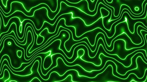 Animated Green Neon Wavy Lines Abstract Background