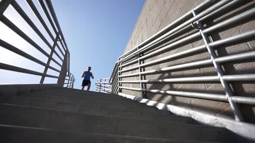 A man running stairs.