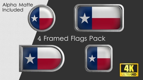 Animated Metallic Framed Texas Flags Pack