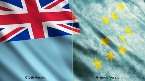 Tuvalu Flag Waving Animation: Clean and Grunge Styles