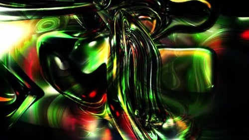 Dynamic Abstract Liquid Metallic Organic Shapes Flowing