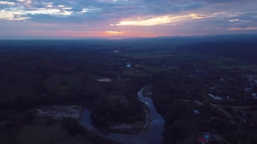 4k 24fps Sunrise In The River With Houses And Clouds Drone Shoot 2