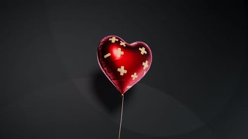 Healing Heart Balloon with Patches Floating Animation