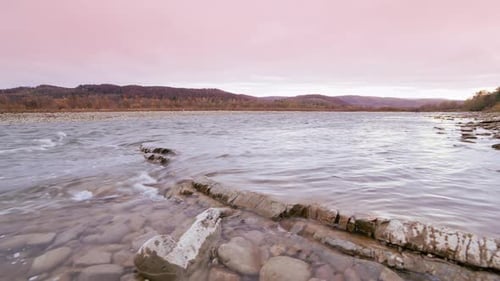 Wild Mountain River Close Up Abundant Clear Stream