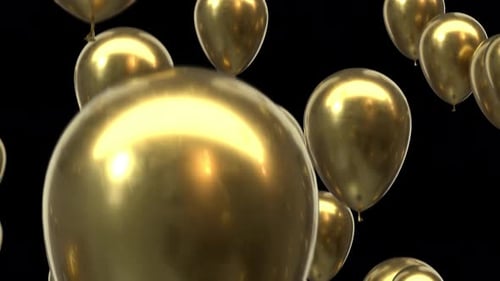 Loop Flying Gold Balloons with Alpha Channel