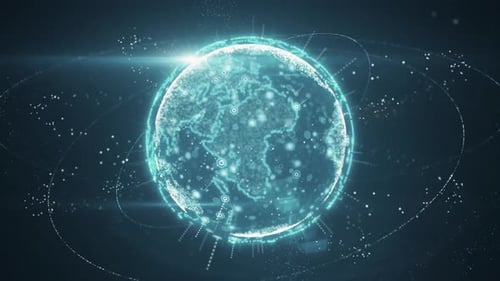 Futuristic Digital Earth Global Network Connection Loop